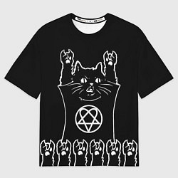 Футболка оверсайз мужская HIM: cat rock, цвет: 3D-принт