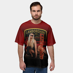 Футболка оверсайз мужская Девушка и Lamborghini, цвет: 3D-принт — фото 2
