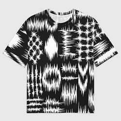 Мужская футболка оверсайз Штриховка - геометрическая абстракция