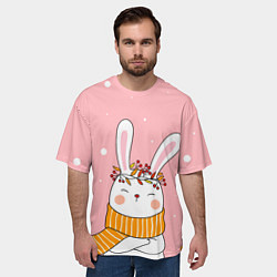 Футболка оверсайз мужская Милый снежный заяц, цвет: 3D-принт — фото 2