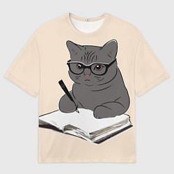 Футболка оверсайз мужская Психолог кот, цвет: 3D-принт