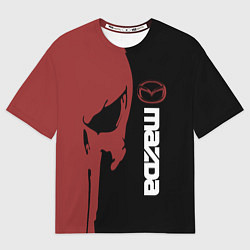 Мужская футболка оверсайз Mazda и череп