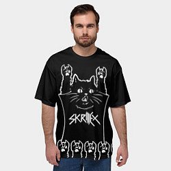 Футболка оверсайз мужская Skrillex: cat rock, цвет: 3D-принт — фото 2