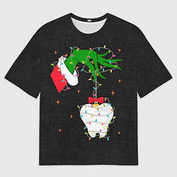 Футболка оверсайз мужская Гринч похищает у зубной феи, цвет: 3D-принт