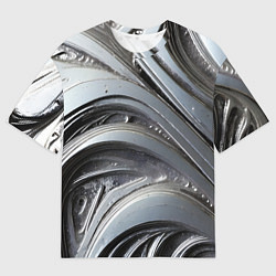 Мужская футболка оверсайз Полированный серебряный металл