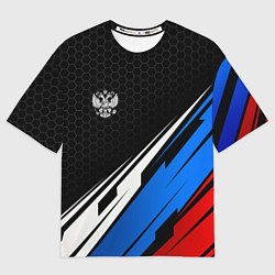 Мужская футболка оверсайз Герб России - спортивная абстракция
