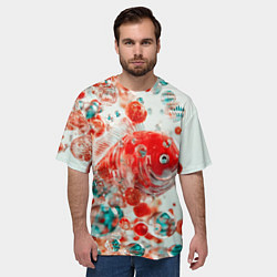 Футболка оверсайз мужская Красная стеклянная рыбка - нейросеть, цвет: 3D-принт — фото 2
