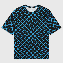 Футболка оверсайз мужская Чёрный и голубой искажённые полосы, цвет: 3D-принт