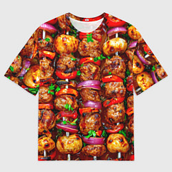 Футболка оверсайз мужская Шашлычок, цвет: 3D-принт