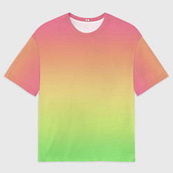 Футболка оверсайз мужская Градиент заря розово-зелёный, цвет: 3D-принт