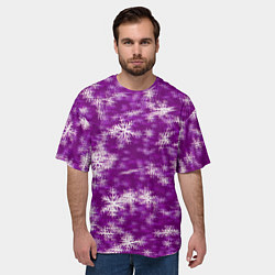 Футболка оверсайз мужская Снежинки глитч, цвет: 3D-принт — фото 2