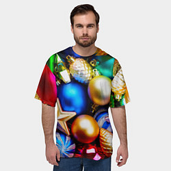 Футболка оверсайз мужская Новогодние украшения, цвет: 3D-принт — фото 2