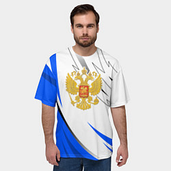 Футболка оверсайз мужская Российский синий - герб, цвет: 3D-принт — фото 2