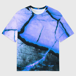 Футболка оверсайз мужская Трещины на абстрактном синем фоне, цвет: 3D-принт