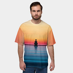 Футболка оверсайз мужская Медитация на закате, цвет: 3D-принт — фото 2