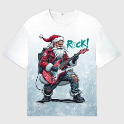 Футболка оверсайз мужская Санта с гитарой, цвет: 3D-принт