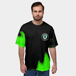 Футболка оверсайз мужская Skoda краски зеленые, цвет: 3D-принт — фото 2