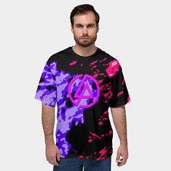 Футболка оверсайз мужская Linkin park огненные краски, цвет: 3D-принт — фото 2