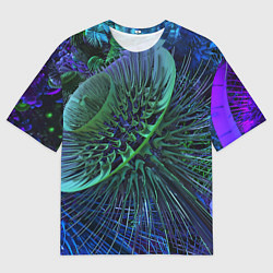 Мужская футболка оверсайз Фрактальный узор шипы