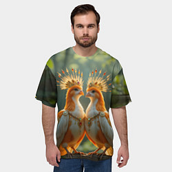 Футболка оверсайз мужская Влюбленные птички с коронами, цвет: 3D-принт — фото 2
