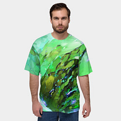 Футболка оверсайз мужская Зелёная абстракция, цвет: 3D-принт — фото 2