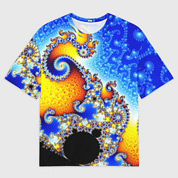 Мужская футболка оверсайз Фрактальный узор текстура синий
