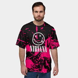 Футболка оверсайз мужская Nirvana pink color, цвет: 3D-принт — фото 2