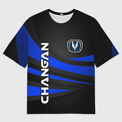 Футболка оверсайз мужская Чанган - синяя волна, цвет: 3D-принт