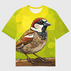 Футболка оверсайз мужская Большой воробей, цвет: 3D-принт