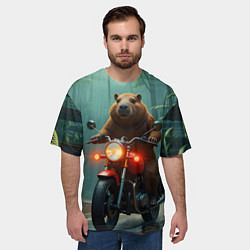Футболка оверсайз мужская Капибара на мотоцикле в джунглях, цвет: 3D-принт — фото 2