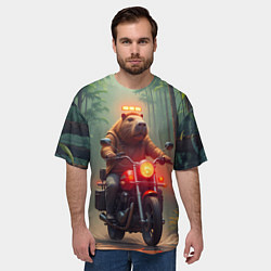 Футболка оверсайз мужская Байкер капибара в джунглях, цвет: 3D-принт — фото 2