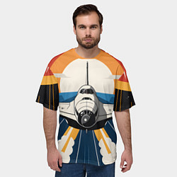 Футболка оверсайз мужская Скоростной ретро самолет, цвет: 3D-принт — фото 2