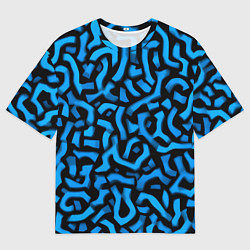 Мужская футболка оверсайз Синее граффити