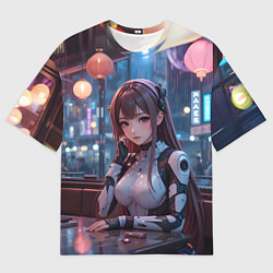 Футболка оверсайз мужская Аниме кибер девочка, цвет: 3D-принт
