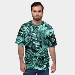 Футболка оверсайз мужская Драконы самурай медведь и волк в стиле тату, цвет: 3D-принт — фото 2
