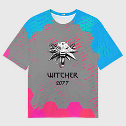 Футболка оверсайз мужская Cyberpunk 2077 x ведьмак соты, цвет: 3D-принт