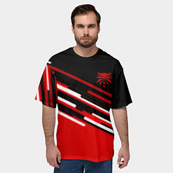 Футболка оверсайз мужская Ведьмак полосы геометрия, цвет: 3D-принт — фото 2