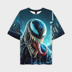 Футболка оверсайз мужская Venom in metropolis - ai art neon fantasy, цвет: 3D-принт