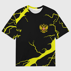 Футболка оверсайз мужская Россия шторм герб, цвет: 3D-принт