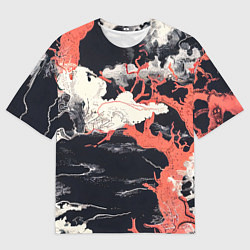 Футболка оверсайз мужская Паттерн с деревьями в японском стиле - нейросеть, цвет: 3D-принт