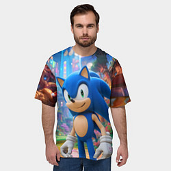 Футболка оверсайз мужская Sonic красочный мир, цвет: 3D-принт — фото 2