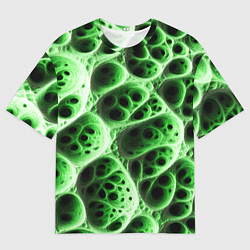 Мужская футболка оверсайз Зелёная пористая структура