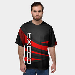 Футболка оверсайз мужская Exeed - красные линии, цвет: 3D-принт — фото 2