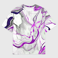 Мужская футболка оверсайз Фиолетово-белый мрамор