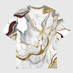 Футболка оверсайз мужская Жёлто-белый мрамор, цвет: 3D-принт