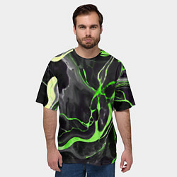 Футболка оверсайз мужская Зелёно-чёрный мрамор, цвет: 3D-принт — фото 2