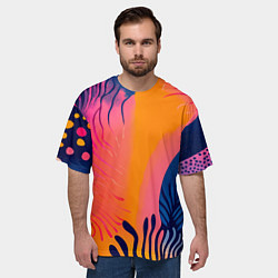 Футболка оверсайз мужская Векторная абстракция с растениями - нейросеть, цвет: 3D-принт — фото 2