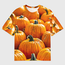 Мужская футболка оверсайз Много тыкв