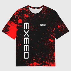 Мужская футболка оверсайз Exeed - красные брызги краски
