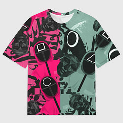 Мужская футболка оверсайз Маски из игры в кальмара